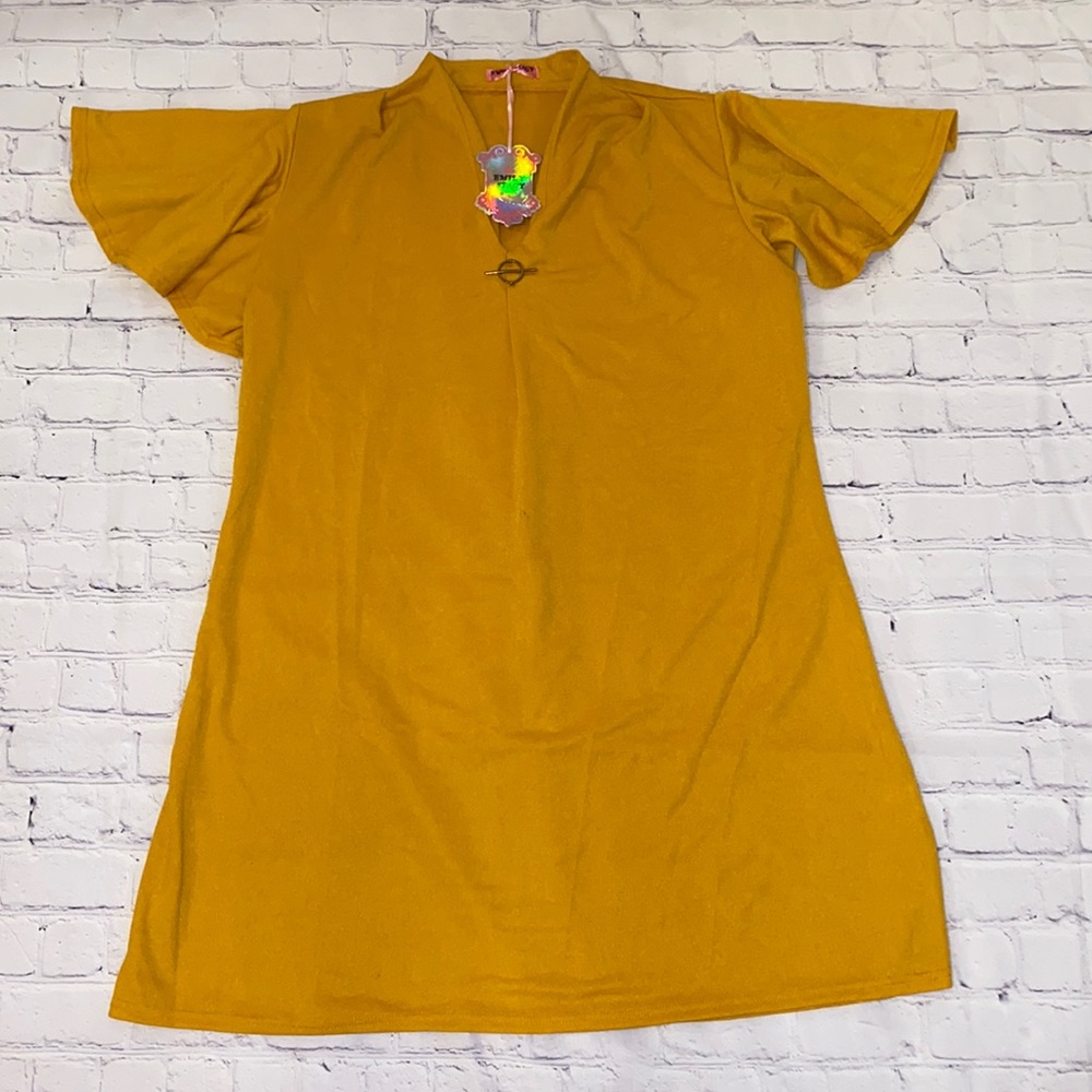 Emily Stacy mustard dress